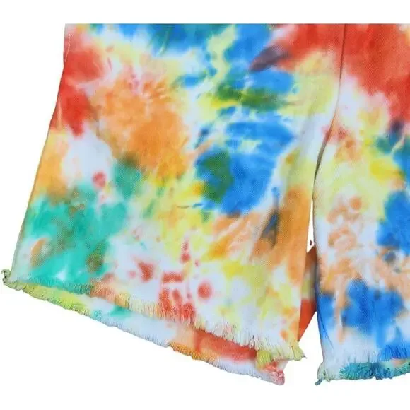 NWT BP. Womens Small Tye-Dye Elastic Waist Shorts Raw Hem Pockets HIgh Waist - Picture 3 of 14